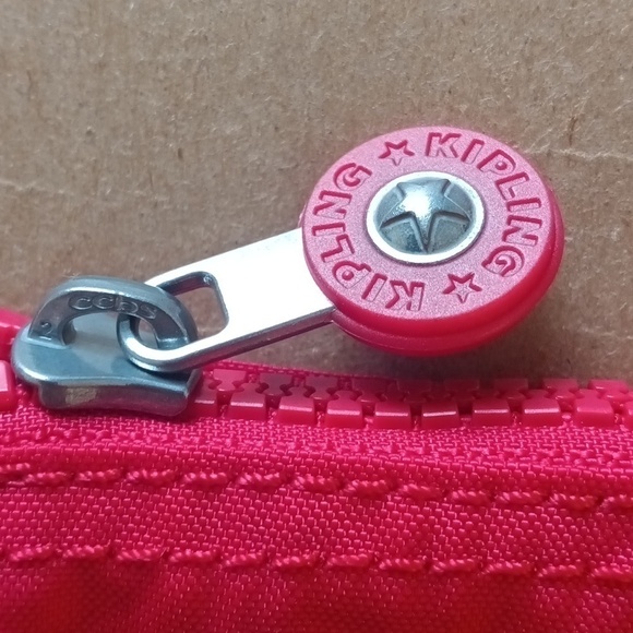 NWT Kipling Creativity red nylon pouch or wristlet or cosmetic bag with monkey ♥ - Picture 6 of 16